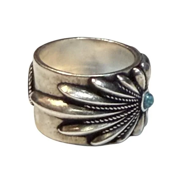 GUCCI Silver 925 Interlocking G Flower Ring 752454 J8749, sz 16